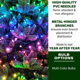 Indoor 7.5-Ft Snow Flocked Fiber Optic Prelit Christmas Tree with Festive LED Dancing Lights