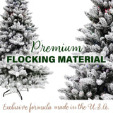 Indoor 7.5-Ft Snow Flocked Fiber Optic Prelit Christmas Tree with Festive LED Dancing Lights