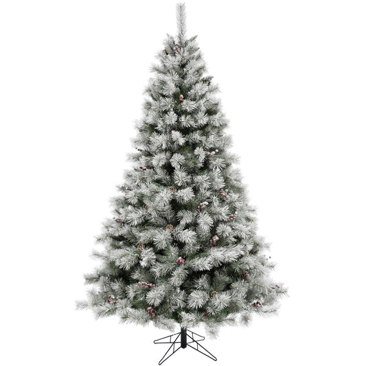 6.5-Ft Homestead Pine Flocked Christmas Tree with Pinecones and Berries