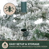 Slim Mountain Pine Flocked Christmas Tree with Warm White LED Lights