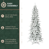 Slim Mountain Pine Flocked Christmas Tree with Warm White LED Lights