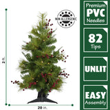 Set of Two Newberry Pine Artificial Trees with Battery-Operated LED String Lights