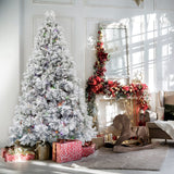Flocked Sugar Hill Snowy Pine Christmas Tree with Pinecones and Dual Multicolor & Warm White LED Lights