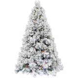 Flocked Sugar Hill Snowy Pine Christmas Tree with Pinecones and Dual Multicolor & Warm White LED Lights