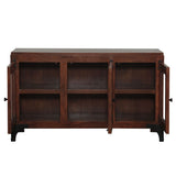 Vintage Industrial 58" Glass Cabinet in Dark Walnut