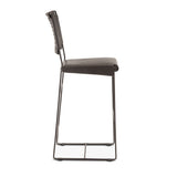 New York 18" Counter Chair in Black Buffalo Leather and Iron