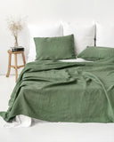 Forest green linen sheet set (4 pcs)