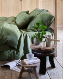 Forest green linen duvet cover