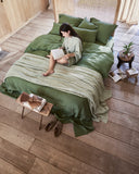 Forest green linen duvet cover set (3 pcs)