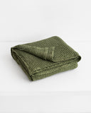 Forest green waffle throw blanket