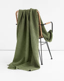 Forest green waffle throw blanket