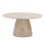 Palm Springs 36" Coffee Table with White Marble and Whitewash Modern Base