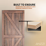 Skocjan Series 36 in. x 84 in. Rustic Wood Finish MDF Interior Sliding Barn Door with Hardware Kit in Matte Black