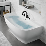 Bank Series 65 in. x 31 in. Flat Bottom Acrylic Freestanding Soaking Bathtub with Center Drain and Faucet