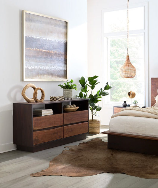 San Marino 64" Dresser in Raw Walnut and Ebony