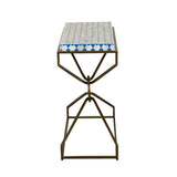 Taara 24" Side Table with Horn Inlay and Brass Base