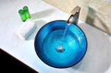 Enti Series Deco-Glass Vessel Sink in Lustrous Blue