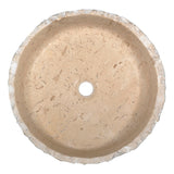 Desert Crown Series 17 in. L x 17 in. W Handcrafted Round Solid Surface Bathroom Vessel Sink in Cream Natural Stone