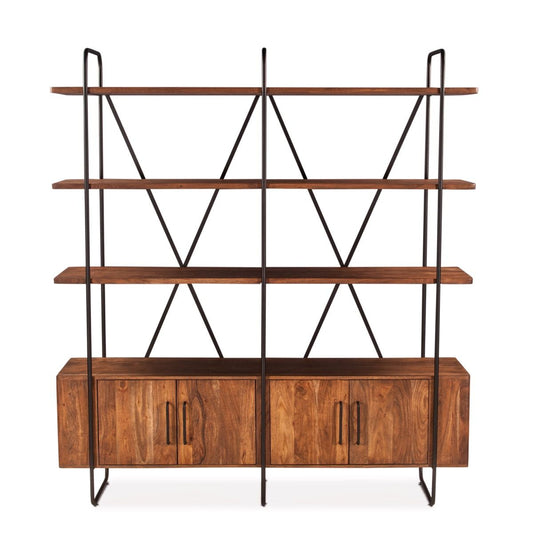 Verbania 75" Bookshelf in Pecan Brown Acacia Wood