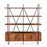 Verbania 75" Bookshelf in Pecan Brown Acacia Wood