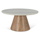 Vista 36" Coffee Table with White Travertine and Light Base