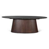 Vista 90" Oval Dining Table in Lava Marble with Dark Base