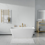 Vault Series 59 in. x 30 in. Flat Bottom Acrylic Freestanding Soaking Bathtub with Center Drain and Faucet