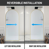 Ember Series 34 in. x 78 in Framed Arch Fixed Shower Screen Door with 8mm Tempered Clear or Fluted Glass