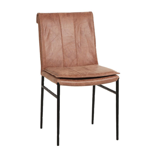 Colton Dining Chair in Umber Top Grain Leather with Black Legs