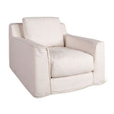 Palladium Swivel Accent Chair in White Linen Slipcover