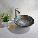 Stellar Series 17 in. Bathroom Vessel Sink with Scratch-Tough and Stain-Resistant Surface in Emerald Burst Glass