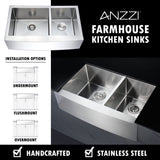 Elysian Farmhouse 36 in. Kitchen Sink with Locke Faucet in Polished Chrome