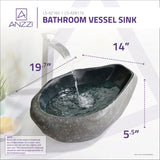 Unkindled Basin Series 20 in. Handcrafted Irregular Shaped Solid Surface Bathroom Vessel Sink in Dark River Stone