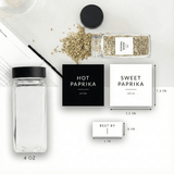 Black Spice Jars with Labels - 24 PACK