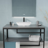 Innovio Series 18 in. L x 13 in. W Rectangular Bathroom Vessel Sink in Matte White Finish Glass with Chrome Pop-Up Drain