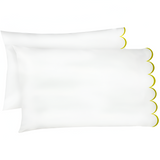 Allena 400TC Cotton Scallop Embroidery Sateen Solid Pillowcases (Set Of 2)