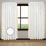 Allena Cotton Microcheck Scallop Embroidery Curtain (Set Of 2)