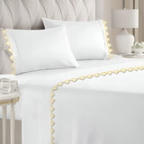 Ashley 400TC Cotton Traingle Embroidery Sateen Solid Sheet Set