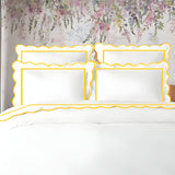 400TC Cotton Scallop Embroidery & Border Sateen Solid Duvet Cover Set