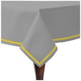 Double Embroidery Border Sateen Cotton Solid Table Cloth - Light Grey