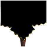 Scallop Embroidery Sateen Cotton Solid Table Cloth - Black