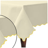 Scallop Embroidery Sateen Cotton Solid Table Cloth - Ivory