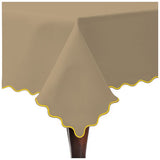 Scallop Embroidery Sateen Cotton Solid Table Cloth - Taupe
