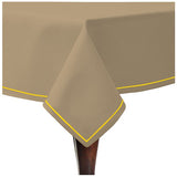 Single Embroidery Border Sateen Cotton Solid Table Cloth - Taupe