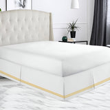 400TC Sateen Solid Cotton Triple Embroidered Tailored Bed Skirt