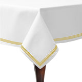 Triple Embroidery Border Sateen Poly Cotton Solid Table Cloth