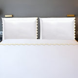 400TC Zig & Zag U Shape Scallop Embroidery Cotton Solid Sheet Set