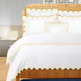 400TC Zig & Zag U Shape Embroidery Cotton Duvet Cover Set