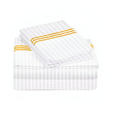 400TC Triple Embroidery Sateen Stripe Cotton Sheet Set