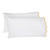 400TC Cotton Scallop Embroidery Sateen Solid Sheet Set